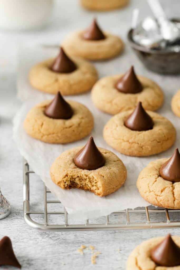 easy peanut butter cookies with a bite out of one