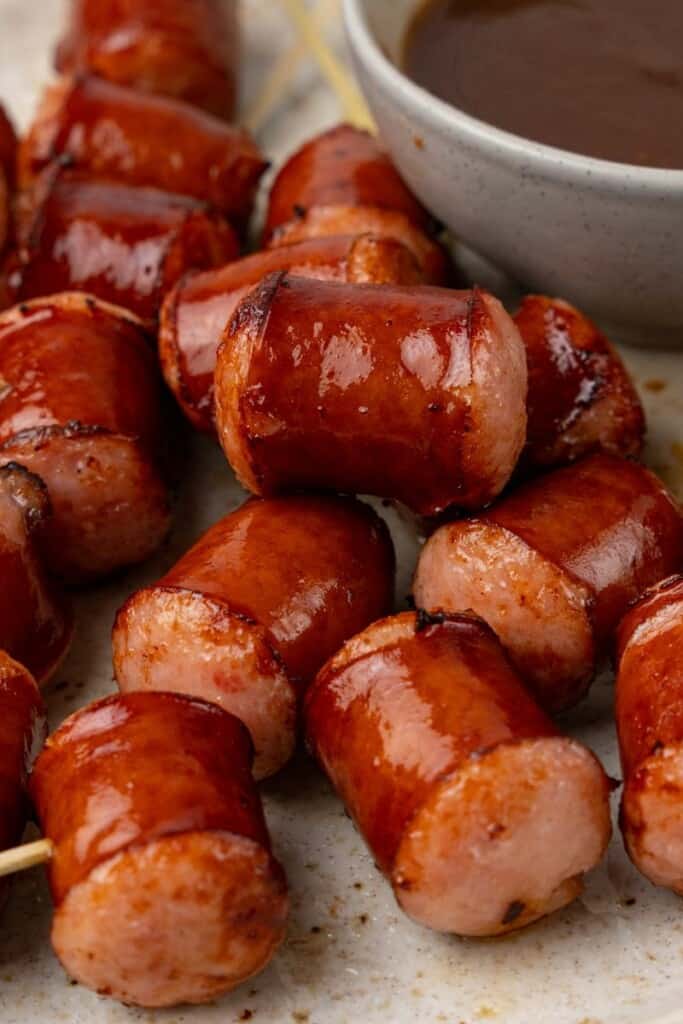 close up of cooked air fryer smoked sausage