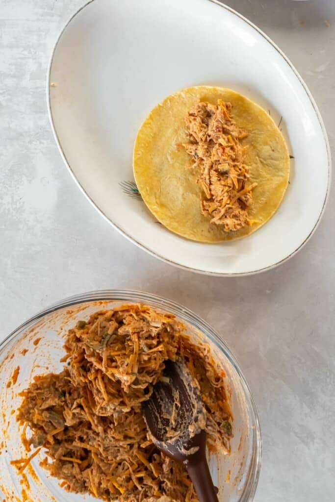 adding filling to a tortilla