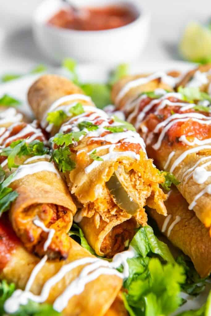 chicken flautas ready to serve