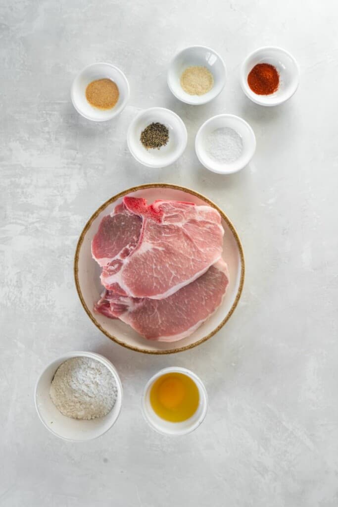 ingredients to make air fryer pork chops with flour