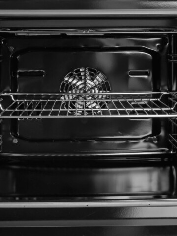 Inside an oven with air fryer