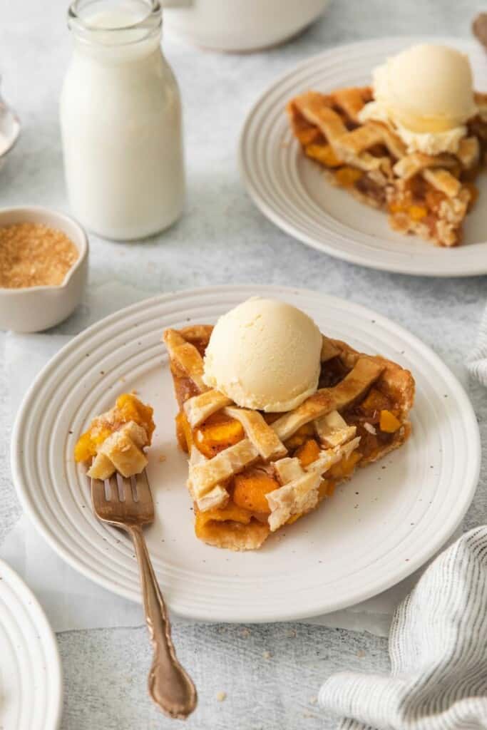 peach pie with a bite out of it