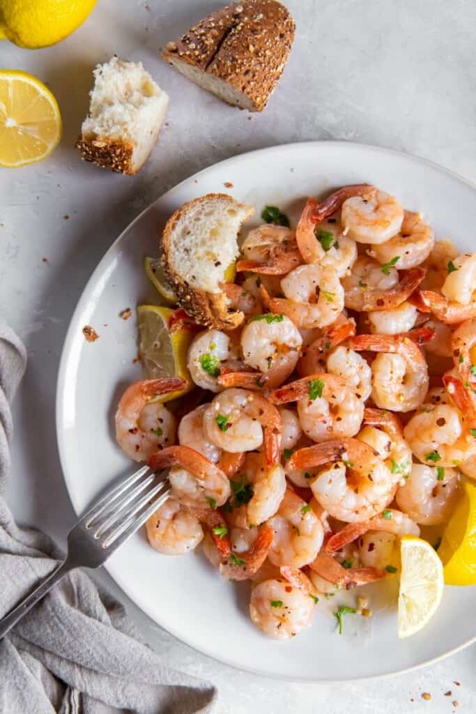 plate with shrimp scampi