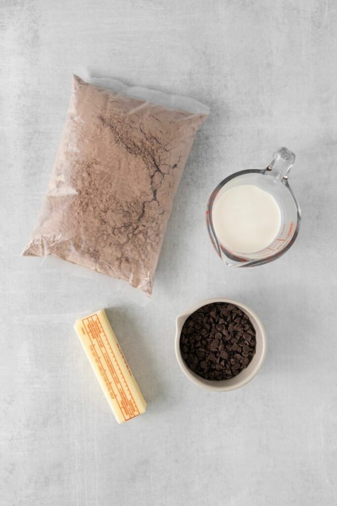 Ingredients required to make edible brownie batter.