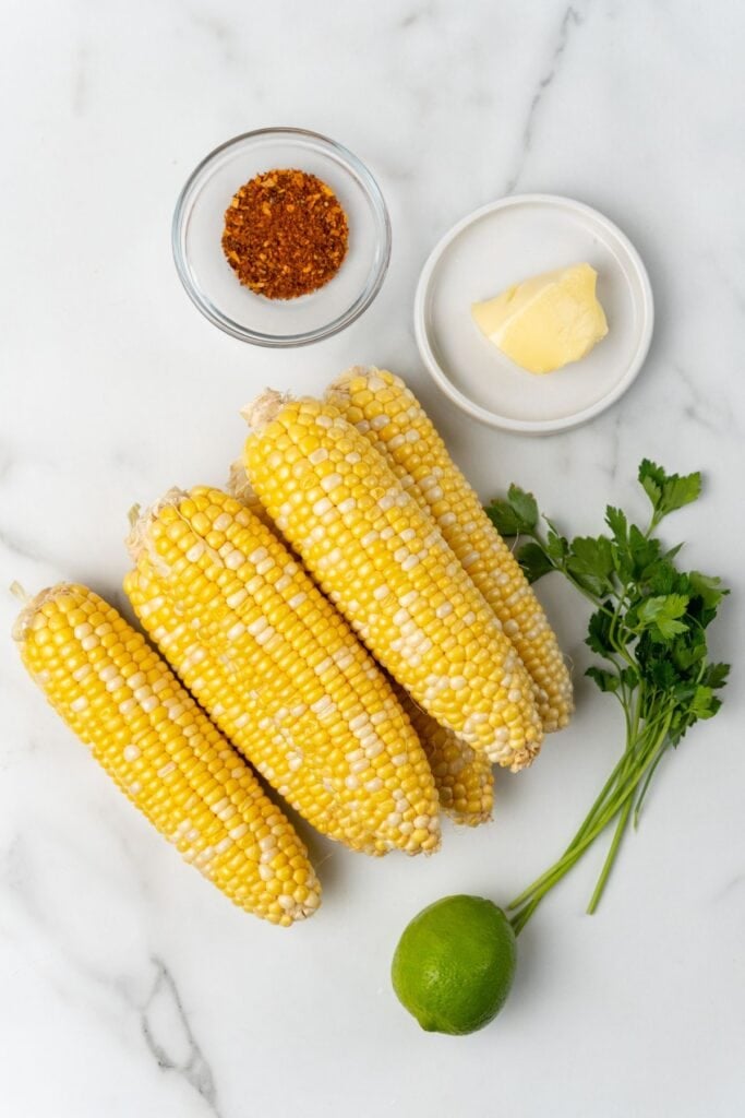 Ingredients needed to make cajun corn.