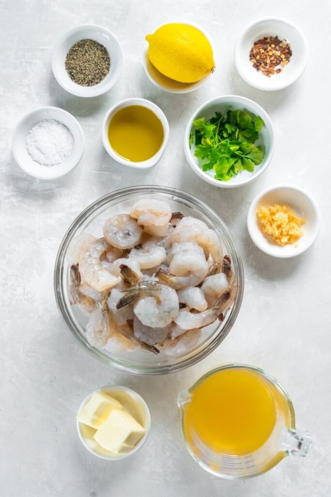 ingredients needed to make a shrimp scampi recipe without wine.