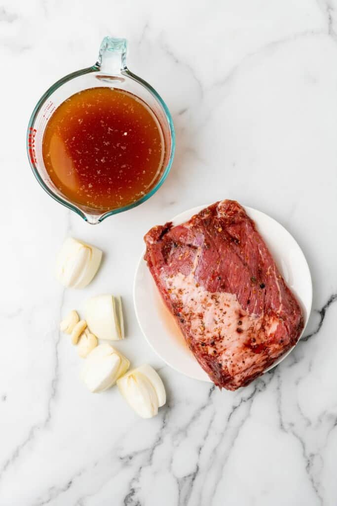 Ingredients needed to prepare corned beef in a ninja foodi.