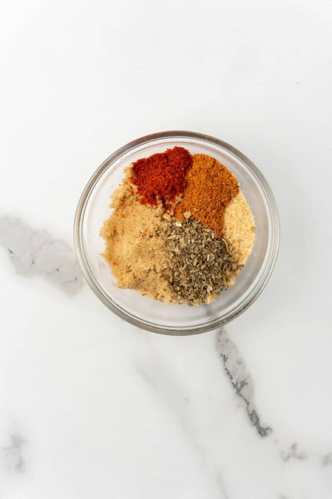 Pork Tenderloin seasonings in a small clear bowl.