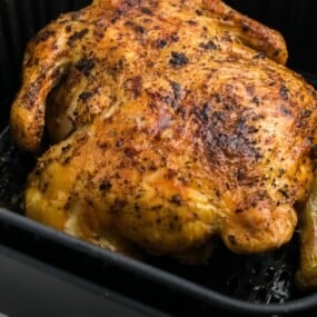 Cooked rotisserie chicken in the air fryer