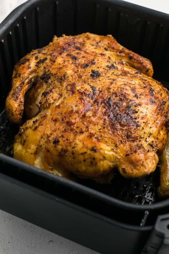 Cooked rotisserie chicken in the air fryer