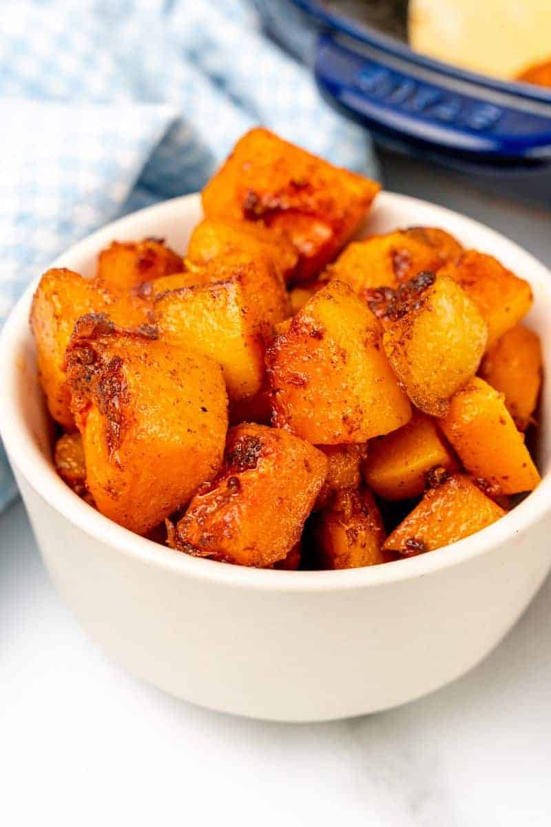 Butternut Squash in an off-white bowl.