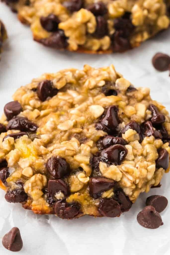 Closeup view of a baked oatmeal cookie.
