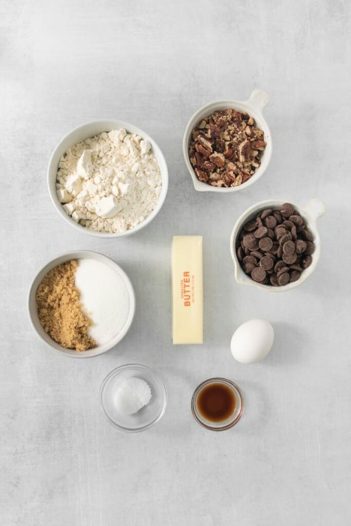 Ingredients needed to prepare Pecan Chocolate Chip Cookies