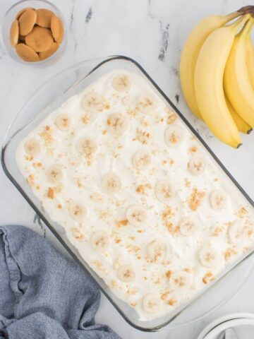 overview of banana pudding with condensed milk.