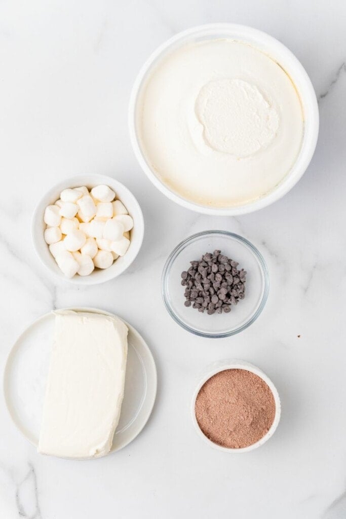 ingredients needed to make hot cocoa dip