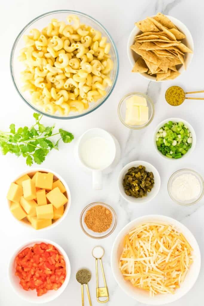 ingredients needed to make easy mexican macaroni and cheese