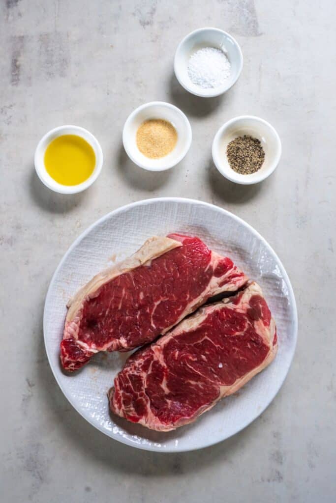 Ingredients needed to air fry new york strip steak.