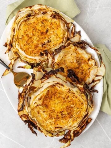 air fryer cabbage on a platter.