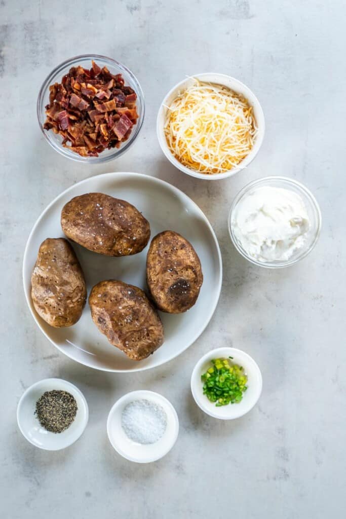 ingredients needed to make homemade potato skins. 