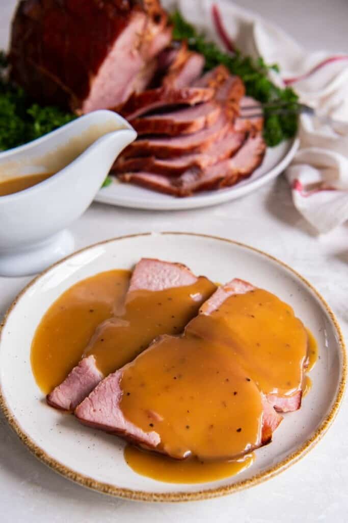 honey ham with homemade gravy