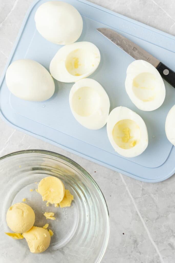 sliced egg whites with yolk removed. 