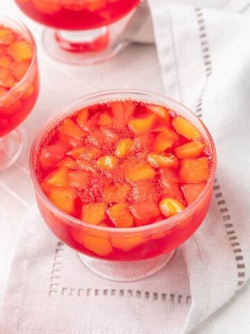 homemade jello with fruit cocktail.