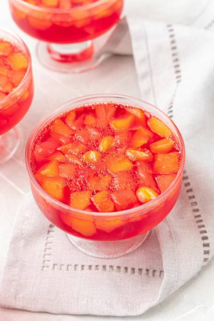 homemade jello with fruit cocktail. 