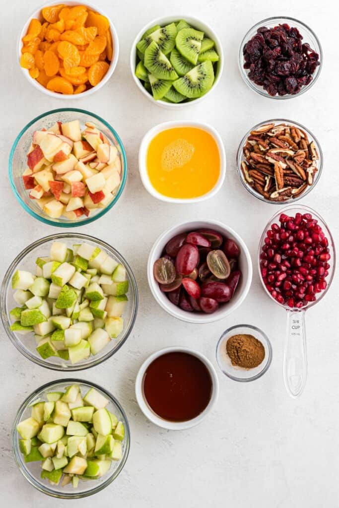 ingredients needed to make Thanksgiving fruit salad. 