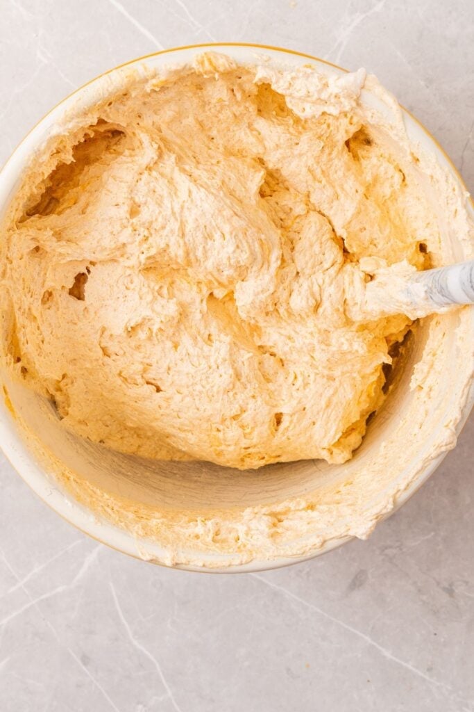 Pumpkin dip with Cool Whip folded into it.