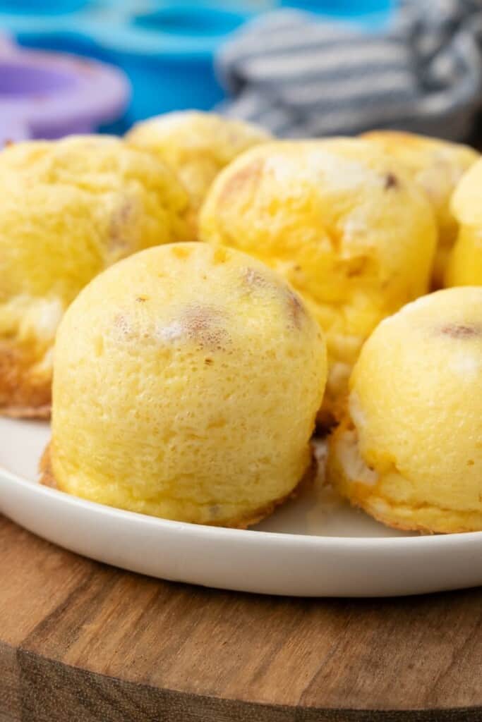 air fryer egg bites on a white plate 