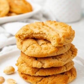 air fryer peanut butter cookies on a white plate