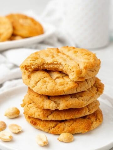 air fryer peanut butter cookies on a white plate