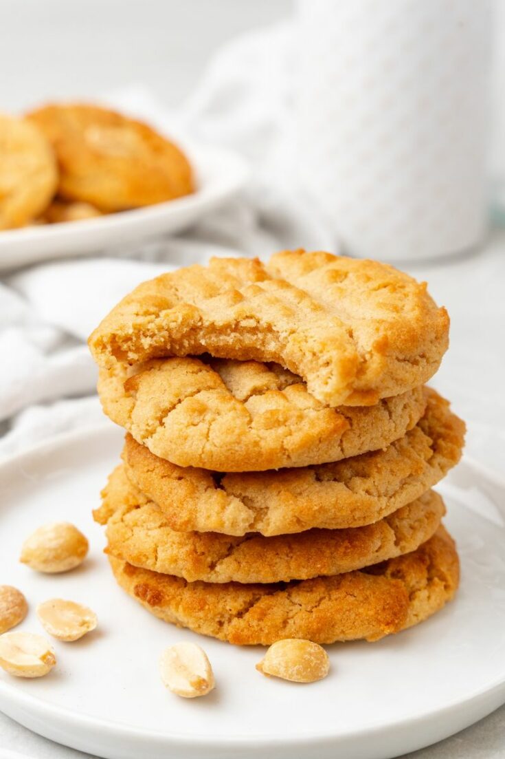 air fryer peanut butter cookies on a white plate