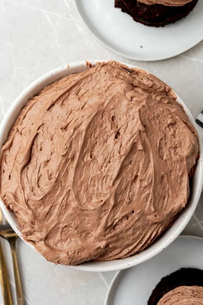 mixed chocolate cool whip frosting. 