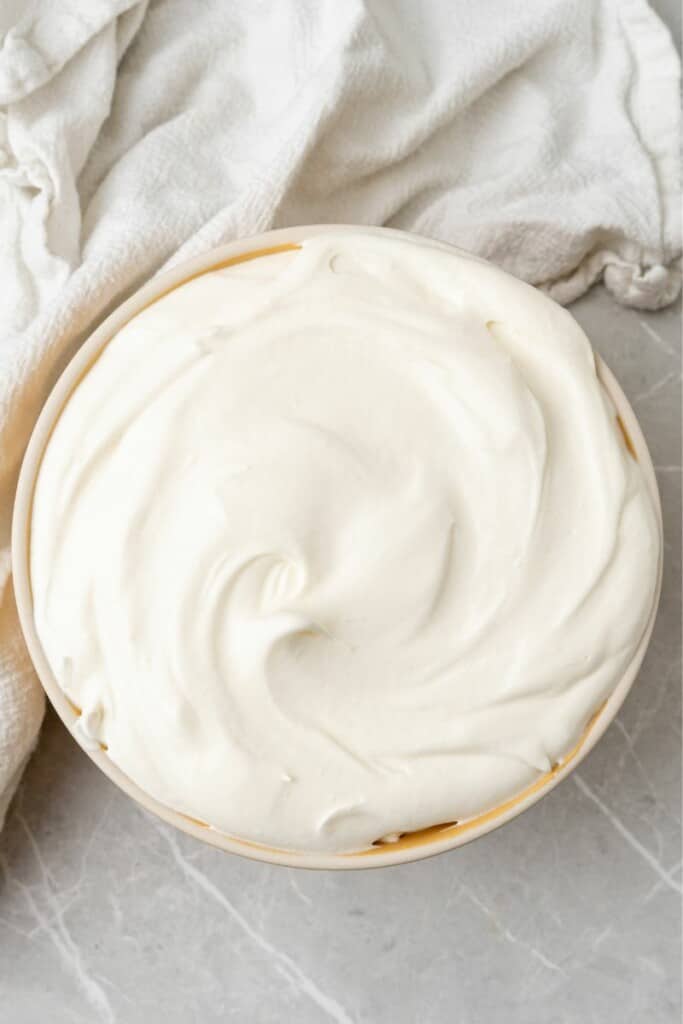cool whip pudding frosting in a bowl 