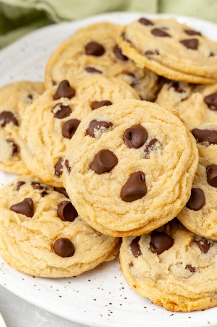Chocolate chip cookies without eggs on a platter