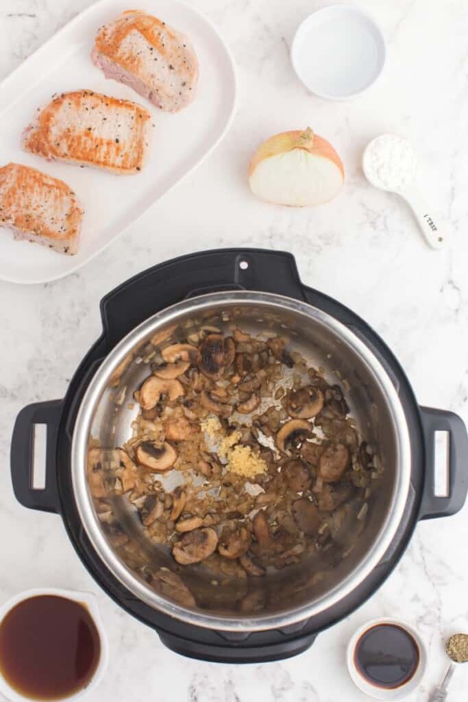 sauteing mushrooms and onions 