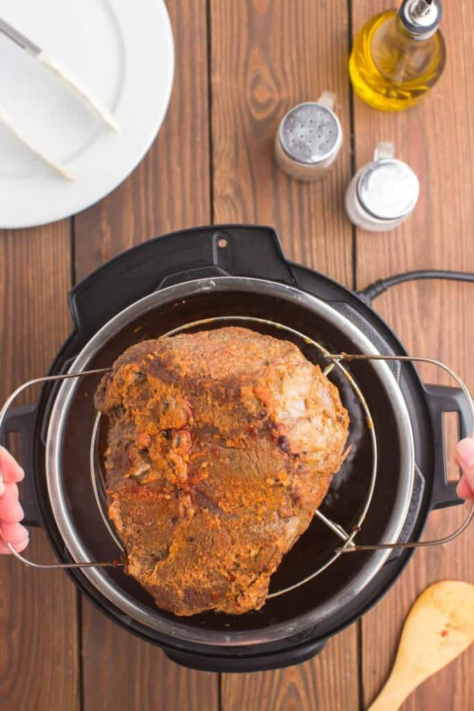 removing cooked tri tip roast from pressure cooker