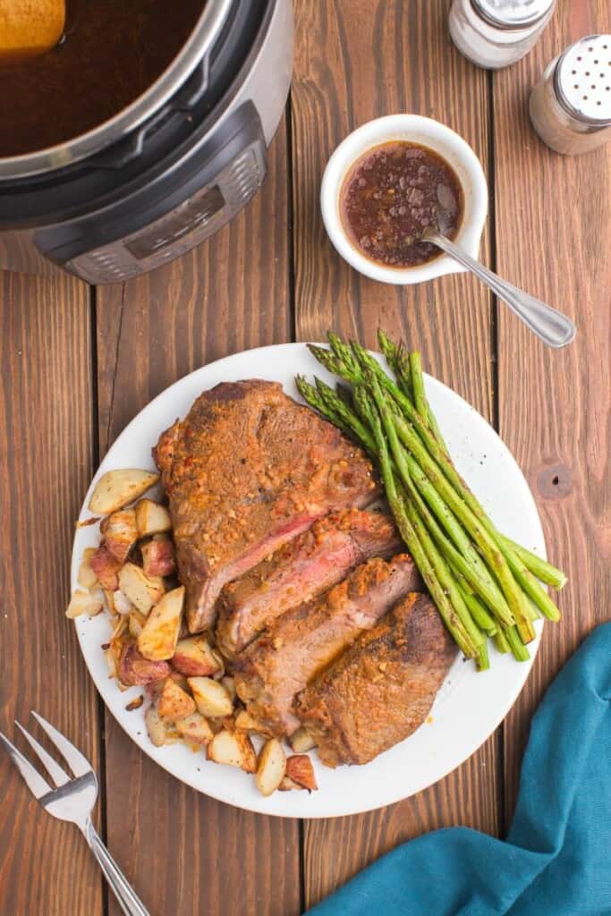 overhead shot of Instant Pot tri tip