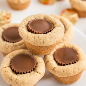 stacked cookies with peanut butter cups