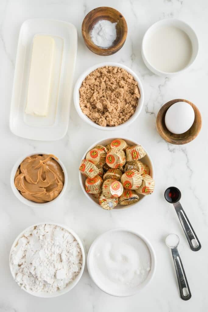 ingredients needed for peanut butter cup cookies