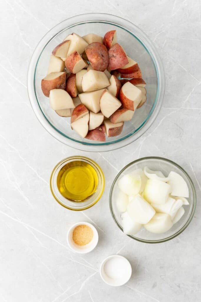 ingredients needed to make potatoes and onions in the air fryer