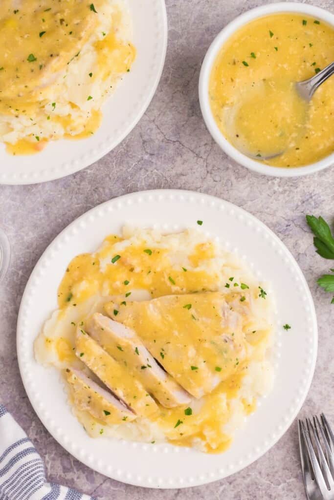 Center cut chops with a creamy, savory sauce.