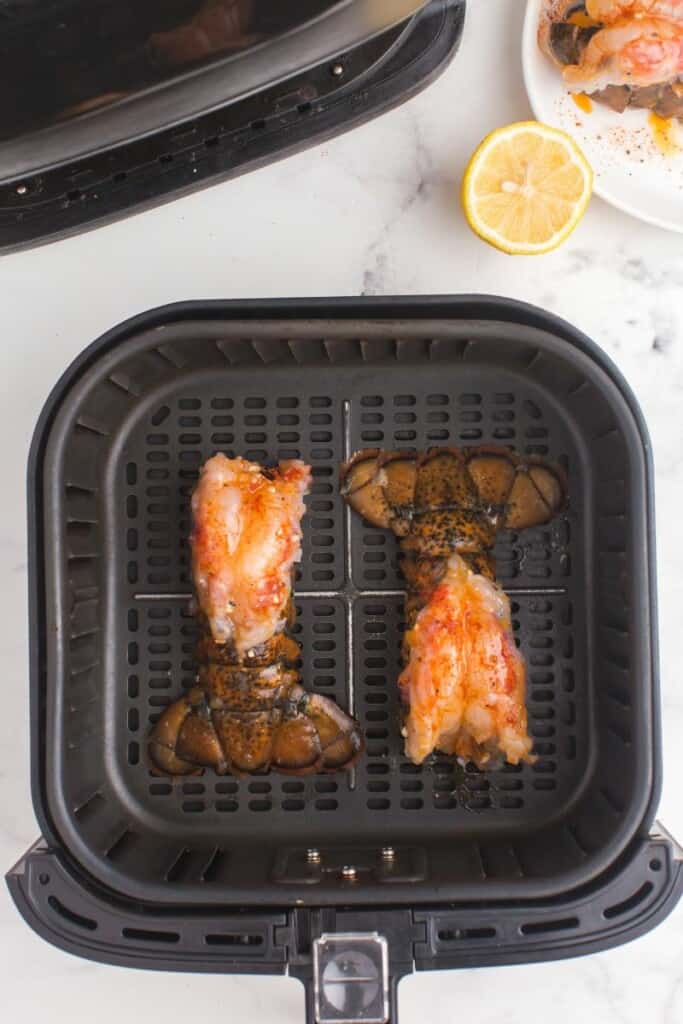 Raw lobster tail ready to cook in air fryer.