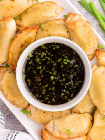 pot sticker dipping sauce with dumplings