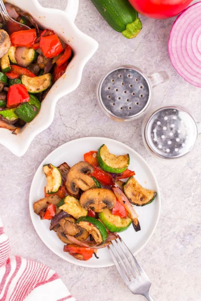 serving air fried veggies on a small plate