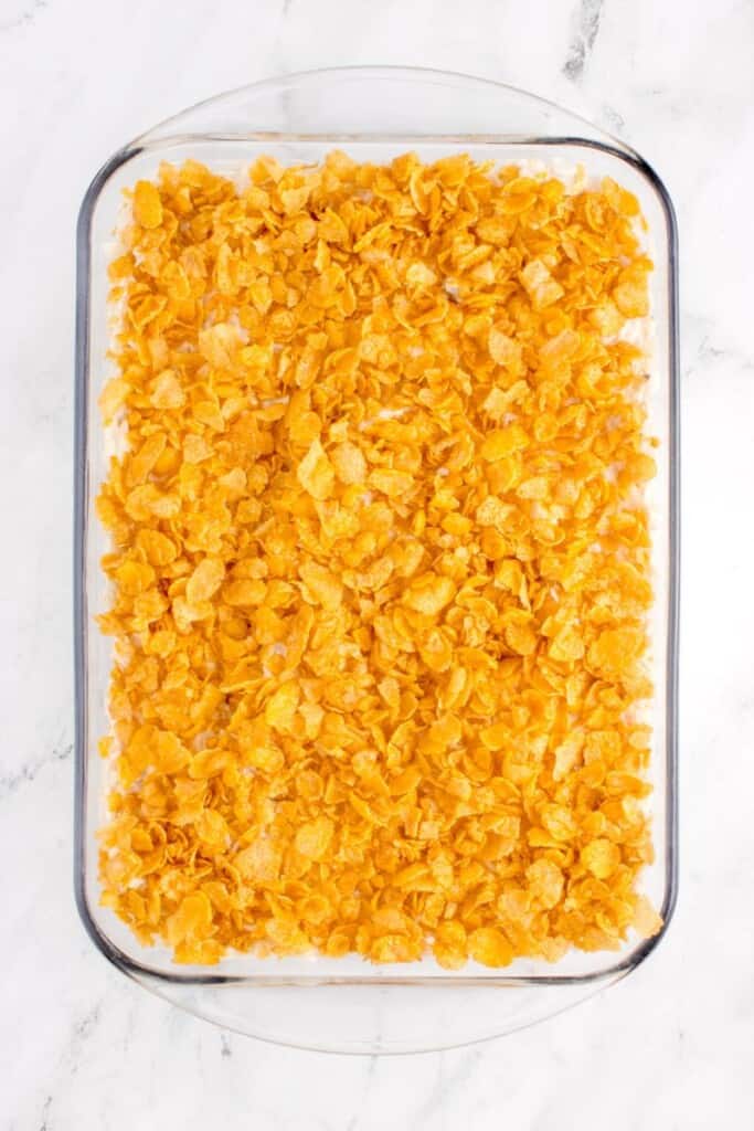 casserole covered in corn flake cereal