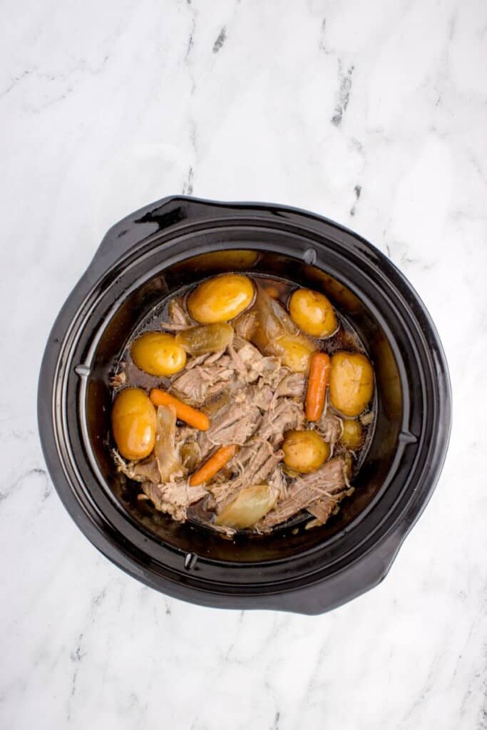 potatoes and carrots slow cooked with beef tip roast