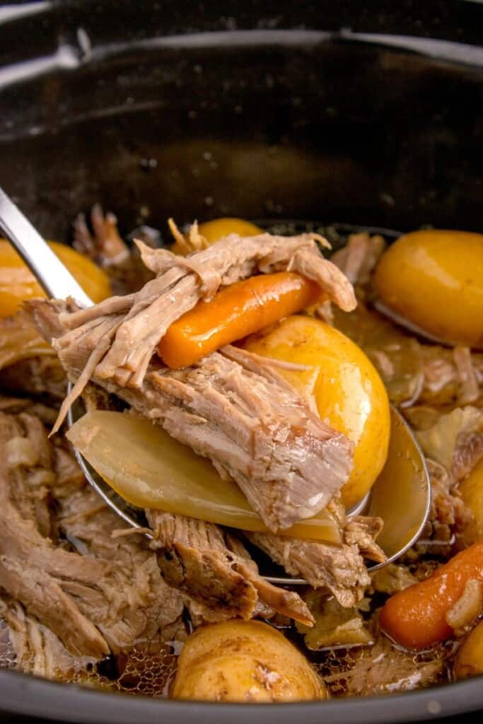 spoonful of sirloin tip roast in the crock pot